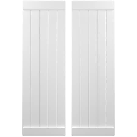 Ekena Millwork Americraft 5-Board Exterior Wood Joined Board-n-Batten Shutters w/ End Batten, ARW103BB518X37WHH, PR ARW103BB518X37WHH
